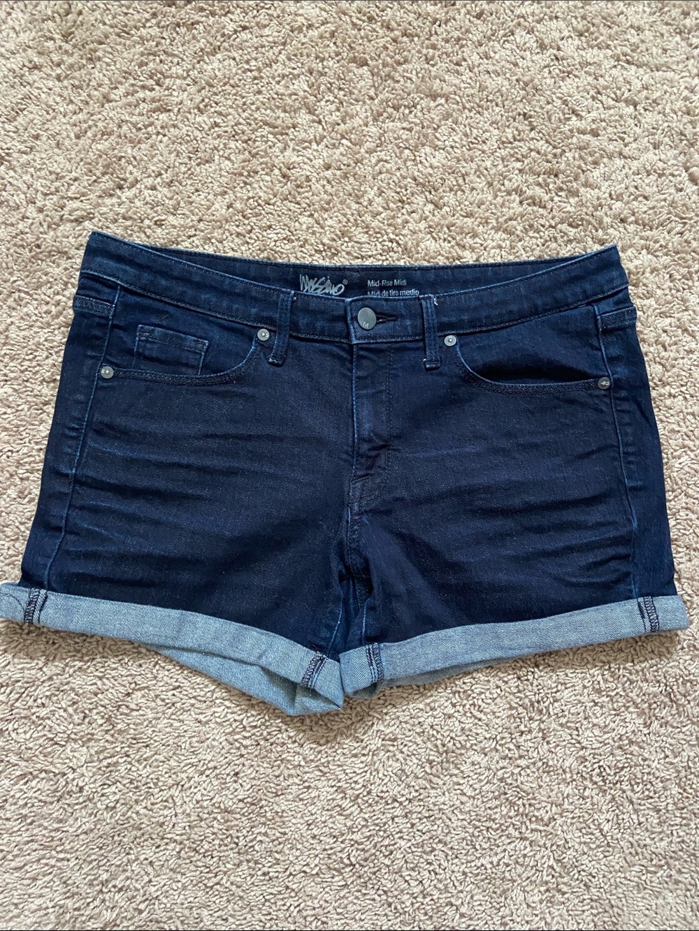 Mossimo Supply Co. Dark Indigo Denim Roll-Cuff Women's Shorts